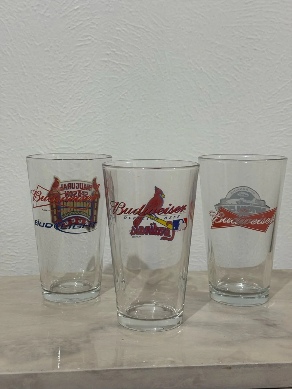 Budweiser Collectible Drinking Glasses Set of 3